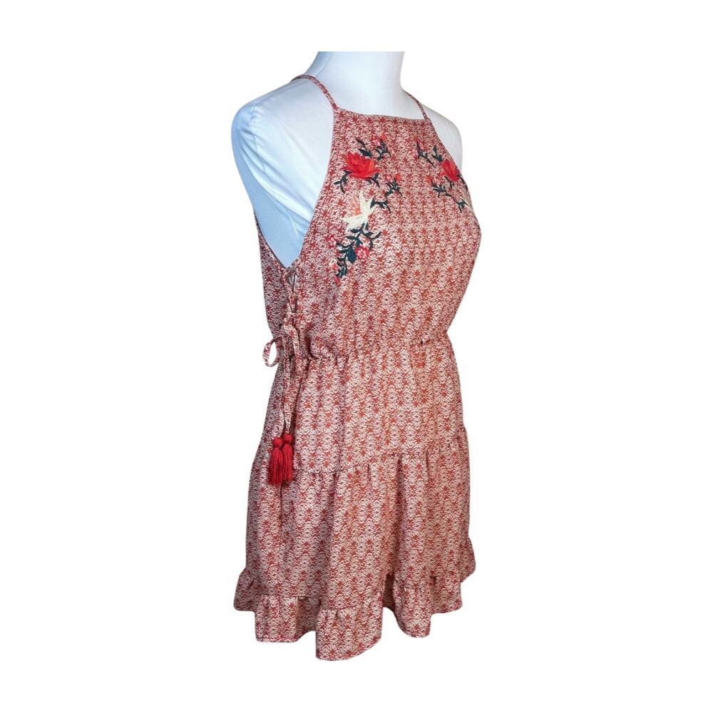 En Crème Embroidered Red Mini Dress Tassel Sides Boho Summer Festival Medium - Picture 5 of 12